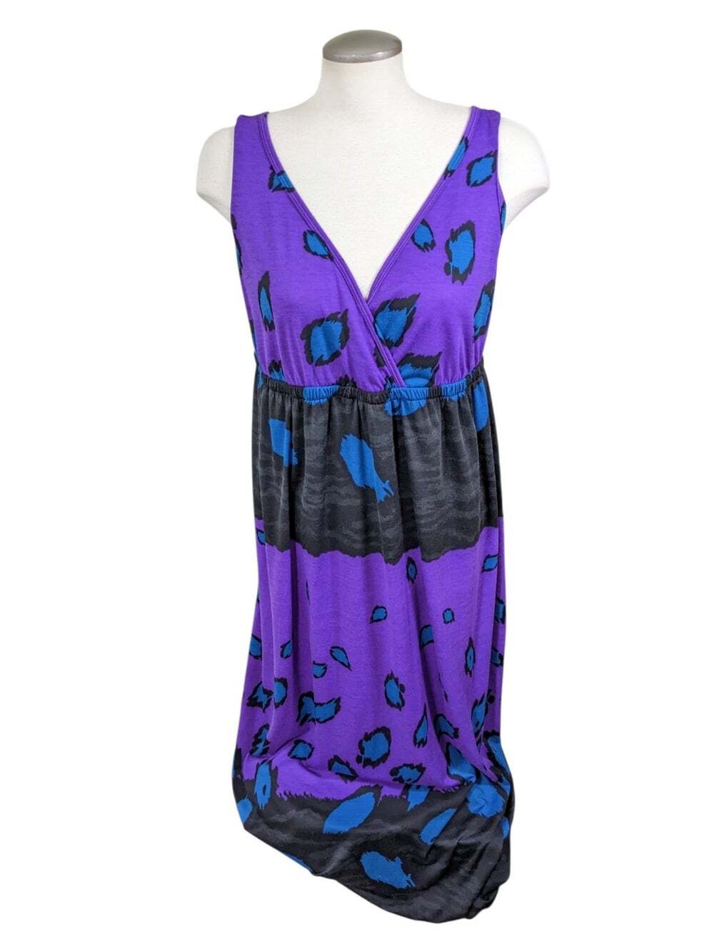 Pure Energy Maxi Dress Women 1X Purple Abstract Sleeveless Stretch Empire Artsy